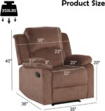 Phoenix Home Manual Recliner Chair, Soft Fabric Overstuffed Recliner Single Sofa Recliner for Living Room, Heavy Duty and Safety Reclining Mechanism,Brown - Image 4