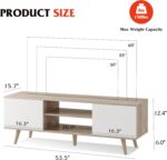 WLIVE TV Stand for 55 60 inch TV, Boho Entertainment Center with Storage Cabinets, TV Console for Living Room Decor, Greige White - Image 4