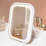 Travel Makeup Mirror with Lights, Portable Small Beauty LED Vanity Mirror with Lights, 1200mAh Battery, Dimmable Touch Screen, Tabletop Folding Compact Mirror,Women Gift - Image 2