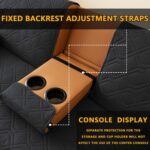 4 Pieces Click Clack Sofa Bed Cover 3 Seater, Quilted Convertible Folding Cover with 2 Removable Armrests and 1 Holders Covers (Black) - Image 3