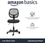 Amazon Basics Rolling Desk Chair, Adjustable, Low Back, Padded Seat, Breathable Mesh, Swivel, Black, 21.25" D x 22.5" W x 38" H - Image 5