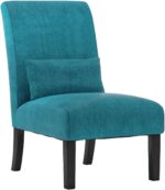 Roundhill Furniture Pisano Teal Blue Fabric Armless Contemporary Accent Chair with Kidney Pillow - Image 5