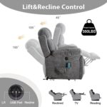 Phoenix Home Large Power Lift Recliner Chair with Massage and Heat for Elderly, Overstuffed Wide Recliners with 2 Cup Holders, Side Pocket and USB Port, Dark Gray - Image 5