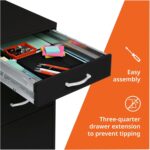 LYS SOHO Box/File/File 3-Drawer Mobile File Cabinet, Black - Image 7