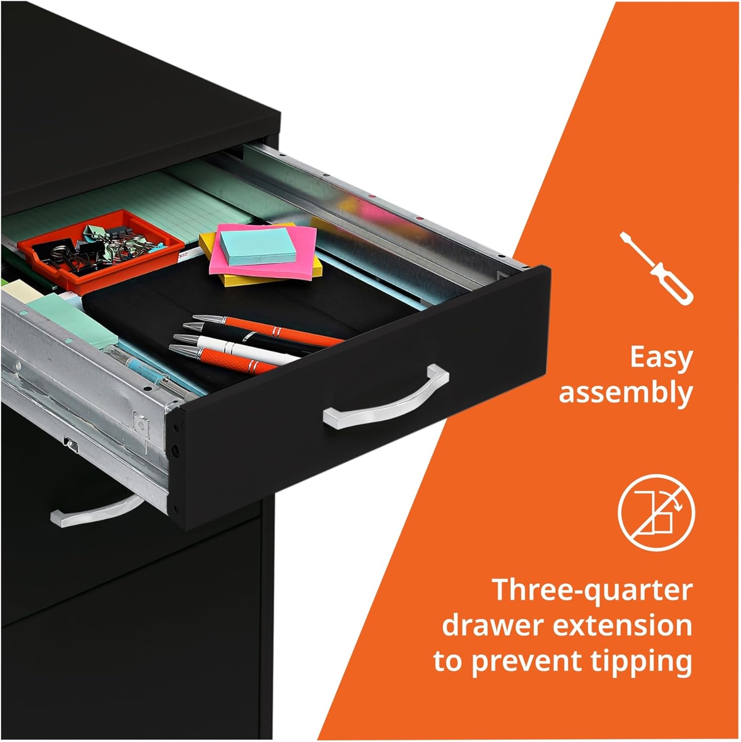 7116I2gEgRL._AC_SL1500_.jpg LYS SOHO Box/File/File 3-Drawer Mobile File Cabinet, Black - Image 7