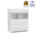 Storkcraft Brookside 2 Drawer Changing Table Dresser (White) – GREENGUARD Gold Certified, Easy-to-Match Chest of Drawers and Cubbies for Nursery and Kids Bedroom, Includes Changing Table Topper - Image 7