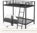 soges Twin Over Twin Metal Bunk Bed with Ladder & Guardrail, Space-Saving Bunk Bed, Heavy Duty Metal Bed Frame for Teens Adults, Black - Image 8