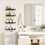 4 Pack Floating Shelves for Wall Storage, Metal Black Hanging Shelves for Living Room/Kitchen/Bedroom/Bathroom Decor, Set of 4 Organizer for Display, Book & Perfume Shelf Wall Mounted - Image 3