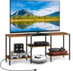 TV Stand for Bedroom 50 Inch TV Stand with Power Outlet 3 Tier Entertainment Center with Storage TV Console Table for 50 43 40 32 Inch TV, Rustic Brown - Image 2
