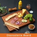 Bamboo Wood Cutting Board for Kitchen, 1" Thick Butcher Block, Cheese Charcuterie Board, with Side Handles and Juice Grooves, 16x11" - Image 5