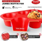 Walfos Silicone Texas Muffin Pan Set- 6 Cup Jumbo Silicone Cupcake Pan, Non-Stick, Just PoP Out! Perfect for Egg Muffin, Big Cupcake - BPA Free and Dishwasher Safe, Set of 2 - Image 3