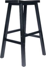 Winsome Satori Saddle Seat Bar Stool, for Kitchen, 29", Black - Image 7
