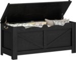 39.4" Storage Bench, Storage Chest, Lift-Top Storage Trunk with 2 Safety Hinges, Wooden Storage Box Chest Organizer for Bedroom, Entryway, Living Room, Black SB04504X - Image 9