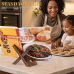 PUERSI Cookbook Stand for Kitchen, Recipe Book Holder for Kitchen Counter, Wooden Cookbook Holder, Rustic Cook Book Holder Stand - Rustic Brown - Image 3