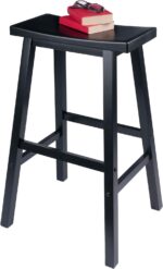 Winsome Satori Saddle Seat Bar Stool, for Kitchen, 29", Black - Image 8