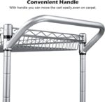 WDT 990Lbs Capacity Heavy Duty Rolling Utility Cart, NSF Rolling Carts with Wheels,Commercial Grade Metal Cart with Handle Bar & Shelf Liner,Trolley Serving Cart for Restaurant,Kitchen,Gray - Image 6