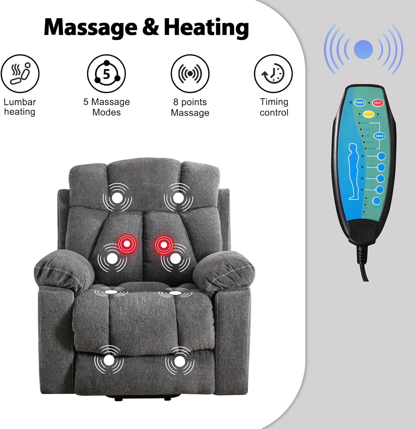 71550ksFzNL._AC_SL1500_.jpg Phoenix Home Large Power Lift Recliner Chair with Massage and Heat for Elderly, Overstuffed Wide Recliners with 2 Cup Holders, Side Pocket and USB Port, Dark Gray - Image 4