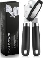 Multifunctional Can Opener Manual, Durable Heavy Duty Handheld Strong Can Opener with Smooth Cutting Edge, Friendly Kitchen Essentials Tool for Seniors, Camping and Bottle Opening-Black - Image 2