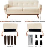 Kingfun 65.2" W Loveseat Sofa, Mid Century Modern Decor Love Seat Couches for Living Room, Button Tufted Upholstered Furniture, Solid & Easy to Install Small Couch for Bedroom Office Apartment, Beige - Image 6