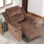 Phoenix Home Manual Recliner Chair, Soft Fabric Overstuffed Recliner Single Sofa Recliner for Living Room, Heavy Duty and Safety Reclining Mechanism,Brown - Image 8