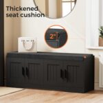 2-Tier Storage Bench, Shoe Bench with Thickened Padded Seat Cushion, Entryway Bench with 4 Doors, Adjustable Shelf, 13.8" D x 45.3" W x 18.5" H, for Entryway, Living Room, Bedroom, Black - Image 6