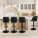 COLAMY Bar Stools Set of 2, Modern Swivel Bar Chairs, Adjustable PU Leather Upholstered Barstools Counter Height with Full Backrest for Bar, Dining Room, Kitchen Island, Black - Image 9