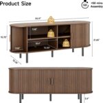 ONBRILL 55" TV Stand with Power Outlet for TVs up to 60 Inch, Entertainment Center with Storage and Adjustable Shelves, Modern Media Console with Sliding Doors for Living Room, Walnut - Image 3