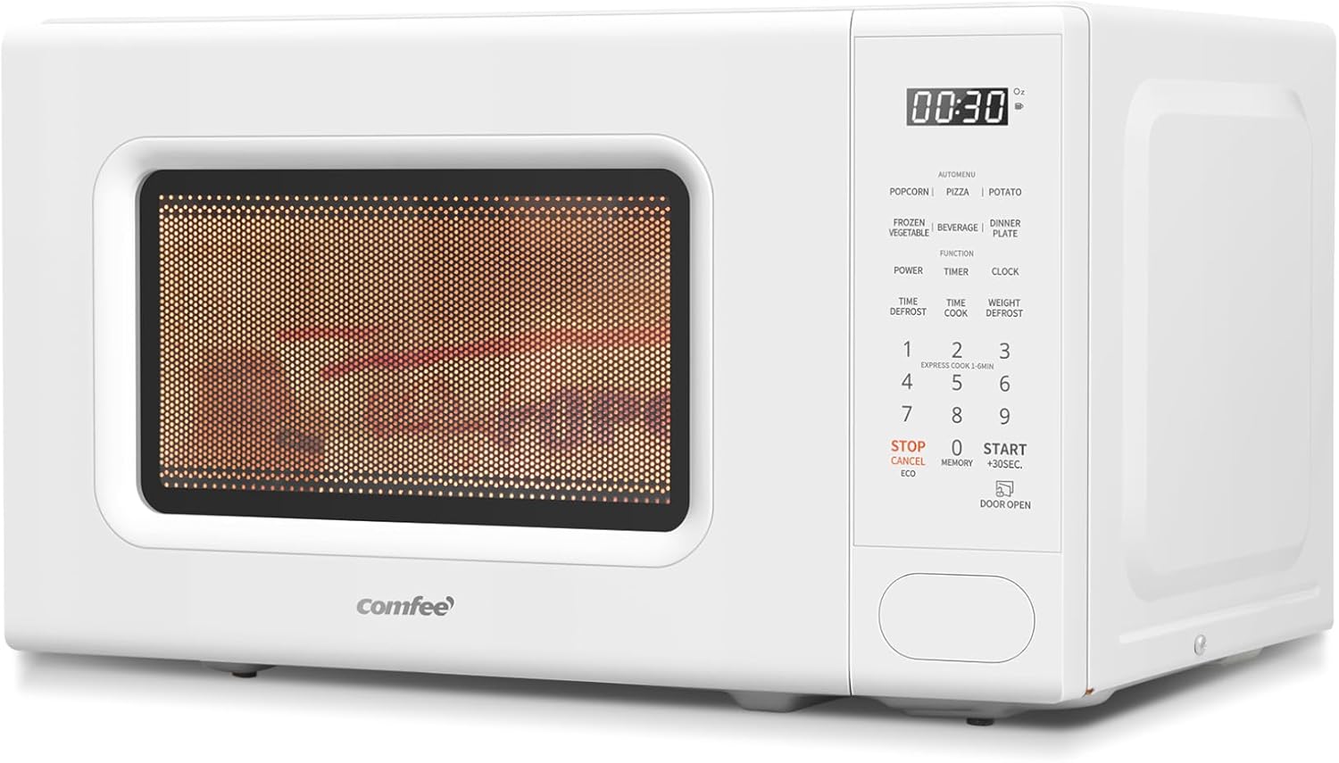 716io7cNtVL._AC_SL1500_.jpg COMFEE CMO-C20M1WH Retro Microwave with 11 power levels, Fast Multi-stage Cooking, Turntable Reset Function Kitchen Timer, Speedy Cooking, Weight/Time Defrost, Memory function, Children Lock, 700W - Image 9