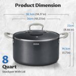 8 Quart Pot with Lid, BEZIA Ceramic Nonstick Stock Pot with Lid, Induction Ready, Large Cooking Pot with Silicone Handle, Compatible with All Cooktops, Dishwasher Safe - Image 8