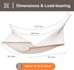 SUNCREAT Hammocks Traditional Rope Double Hammock with Hardwood Spreader Bar and Carrying Bag, 450 lbs Capacity, Natural - Image 3