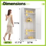 Armoire Wardrobe Closet with Doors, 71'' Wardrobe Cabinet with Hanging Rod, Metal Closet with 2 Adjustable Shelves for Bedroom School, Employee, Gym, Armarios De Ropa para Dormitorio, White - Image 3