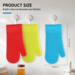 Silicone Oven Mitt Set 7"x14", Extra Long Oven Mitts Heat Resistant Non-Slip Quilted Liner Kitch Oven Gloves for BBQ, Baking, Cooking, Beige - Image 4