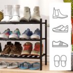 3-Tier Black Bamboo Shoe Rack for Entryway, Stackable | Foldable | Natural, Shoe Shelf Storage Organizer for Hallway Closet, Free Standing Shoe Racks for Indoor Outdoor - Image 4