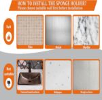 Sponge Holder Smiley Face,Sink Caddy,Sink Organizer with 2 Suction Cups/1 Adhesive Strips,Designed for Sponge,Soap,Dish Brush,Scrubber - Black - Image 5