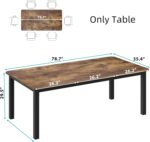 GarveeHome Industrial Dining Table for 6-8 People, 78.7 in Long Kitchen Table with Sturdy Metal Frame & Rustic Brown Finish - Seats 6 Rectangular Counter for Dinner, Easy to Install(Only Table) - Image 3