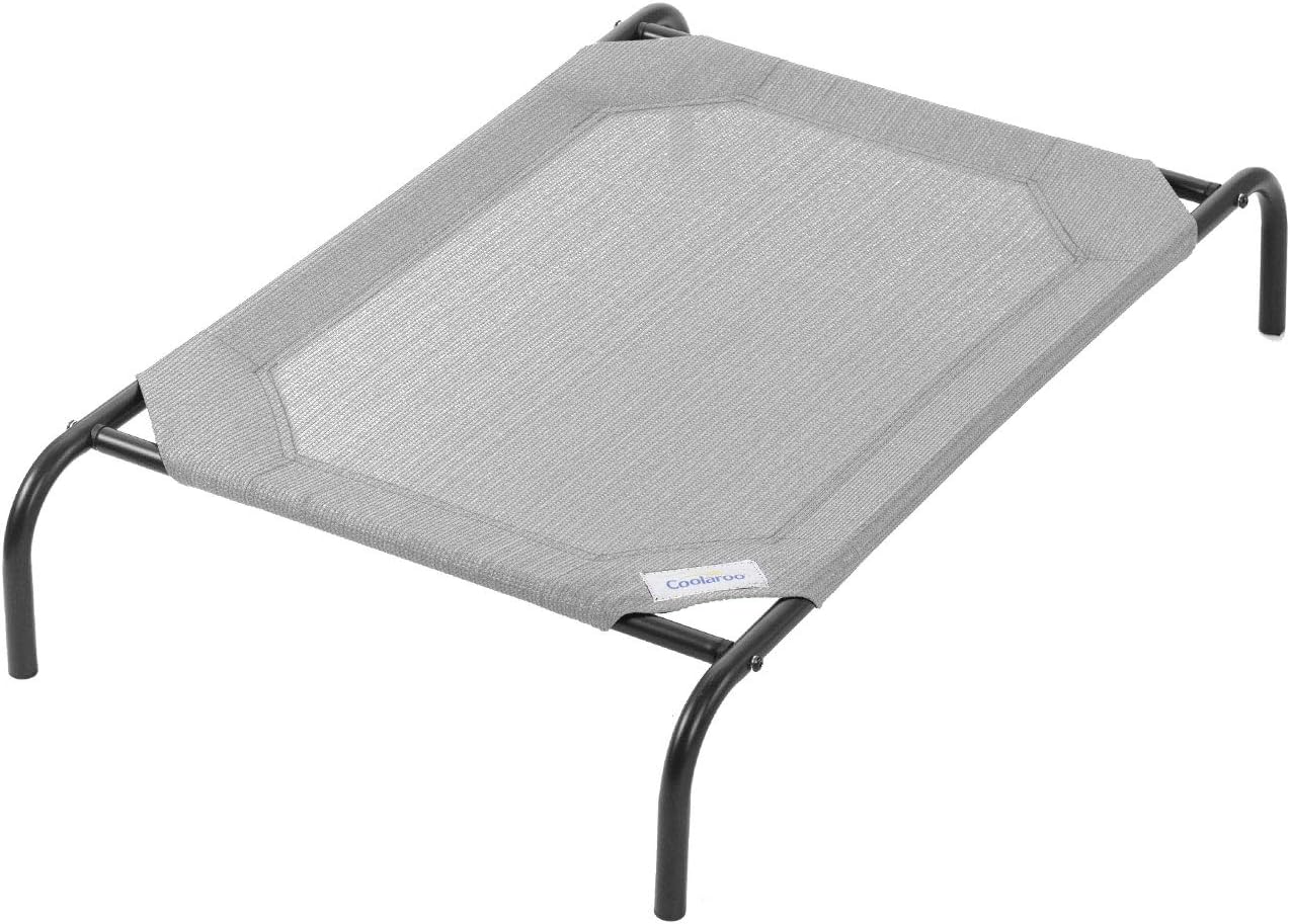 71CQwetzVlL._AC_SL1500_.jpg Coolaroo Original Elevated Dog Bed - Breathable Off-The-Ground Pet Bed with Cooling Fabric, Joint Relief & Moisture-Resistant Fabric, 100% Recyclable, Easy Clean, Grey, Medium - Image 2