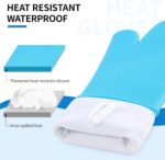 Silicone Oven Mitt Set 7"x14", Extra Long Oven Mitts Heat Resistant Non-Slip Quilted Liner Kitch Oven Gloves for BBQ, Baking, Cooking, Beige - Image 5