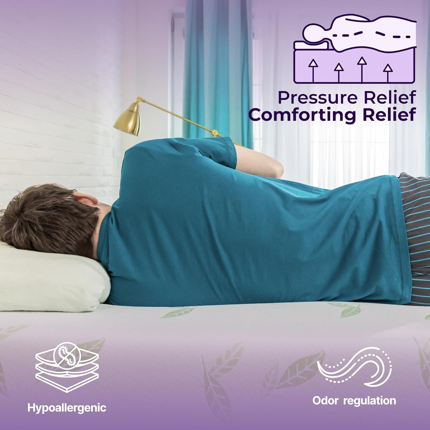 71F29mRCqL._AC_SL1500_.jpg NapQueen Twin Size, 6 Inch Anula Green Tea Infused Memory Foam Mattress, Bed in a Box, CertiPUR-US Certified - Image 8