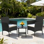 FDW Wicker Outdoor Furniture Patio Furniture Set of 3 Rattan Patio Chairs Outdoor Chairs Patio Conversation Set with Coffee Table for Yard Backyard Lawn Porch Poolside Balcony,Black - Image 7