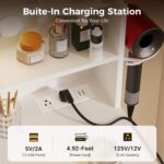 COMHOMA Vanity Desk with Lighted Mirror and Power Outlet, RGB LED Lights Makeup Vanity Set for Girls, Large Storage Capacity Dressing Table for Bedroom, 3 Lighting Modes Adjustable Brightness, White - Image 6