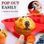 Walfos Silicone Texas Muffin Pan Set- 6 Cup Jumbo Silicone Cupcake Pan, Non-Stick, Just PoP Out! Perfect for Egg Muffin, Big Cupcake - BPA Free and Dishwasher Safe, Set of 2 - Image 4