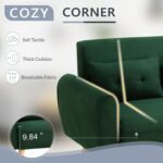 Shintenchi Small Modern Loveseat Couch Sofa, Mid Century Fabric Upholstered 2-Seat Sofa Couch Love Seats Furniture for Small Space,Living Room,Studio,Apartment with 2 Pillows,Green - Image 4