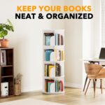 SpaceAid 4 Tier Rotating Bookshelf Tower, Spinning Bookcase Lazy Susan, Revolving 360 Book Shelf Storage Round Carousel, Vertical Rotate Turning Spiral Corner Organizer, White - Image 7