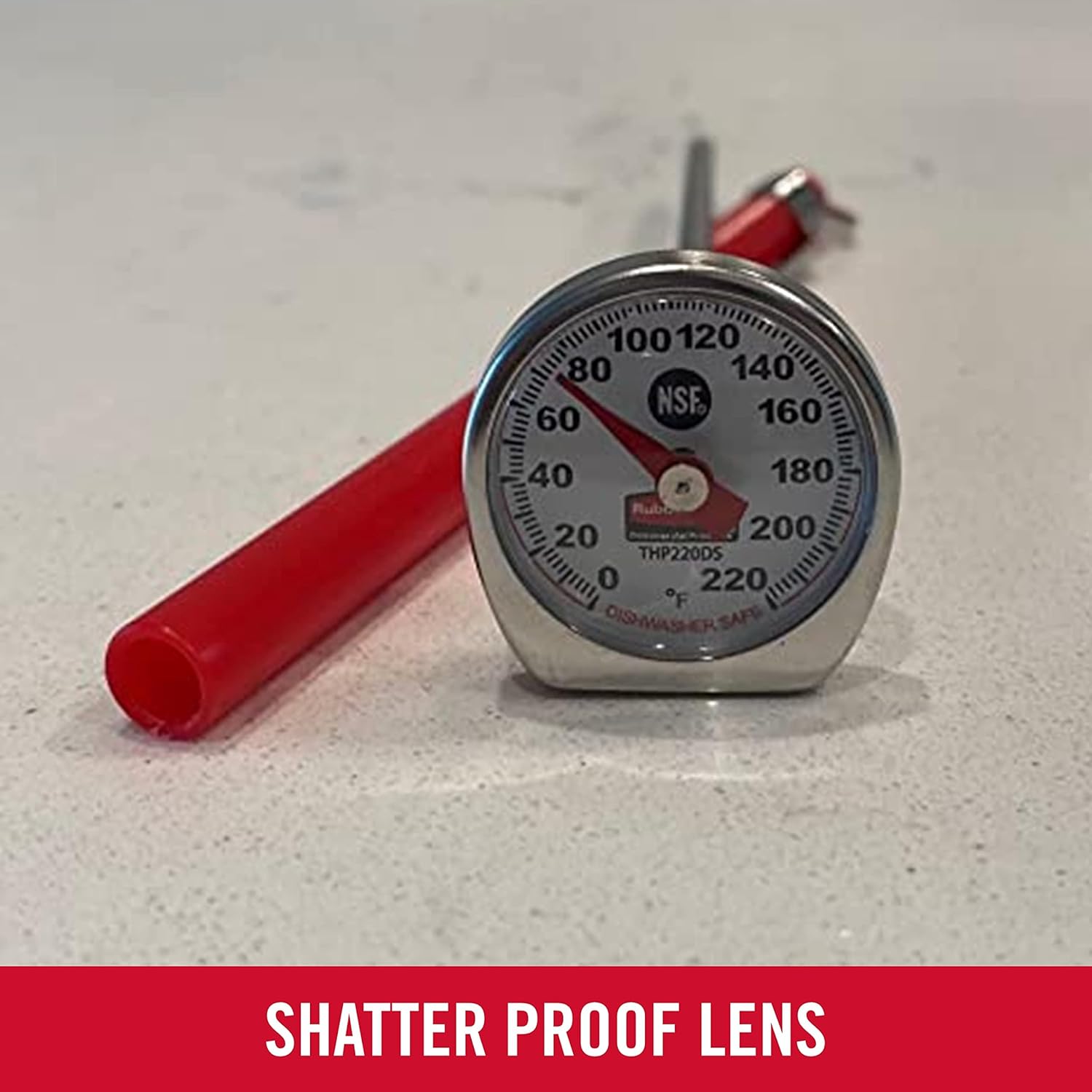 71JZ1hXDNGL._SL1500_.jpg Rubbermaid Commercial Products Food/Meat Instant Read Thermometer, Pocket Size, Dishwasher Safe, Red, For Meat/Food Cooking and Grilling/Oven - Image 4