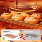 Baking Sheet Pan Set of 3, Commercial Cookie Sheets for Baking, Nonstick Half/Quarter/Jelly Roll Pans Replacement Toaster Oven Tray, Heavy Duty & Easy Clean, Champagne Gold - Image 7
