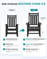 SERWALL Oversized Outdoor Rocking Chair Set of 2, HDPE Rocker for Adults, Patio Rocking Chairs for Porch, Black - Image 6