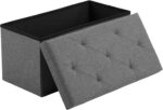 Sweetcrispy 30 Inches Folding Storage Ottoman Bench, End of Bed Foot Rest Stools Ottoman Storage Chest with Padded Seat for Bedroom, Living Room, Entryway, Holds up to 660 lb, Deep Grey - Image 2