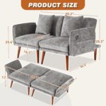 60.2in Loveseat Modern Sofa with Chenille Fabric for Living Room Bedroom Office 20in Deapth(Grey, 2 Seat) - Image 3