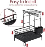 Dish Drying Rack - X-Large Stainless Steel Dish Rack for Kitchen Counter, 2-Tier Kitchen Organizers and Storage for Dishes, Bowls, Cutlery, Black - Image 6