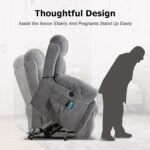 Phoenix Home Large Power Lift Recliner Chair with Massage and Heat for Elderly, Overstuffed Wide Recliners with 2 Cup Holders, Side Pocket and USB Port, Dark Gray - Image 6